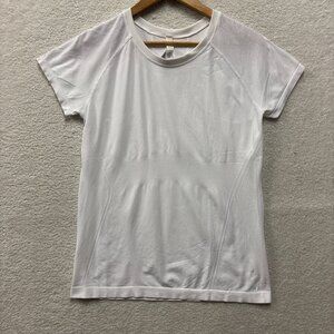 Athleta Shirt Womens Large white Performance Tee Lightweight Gym Top activewear